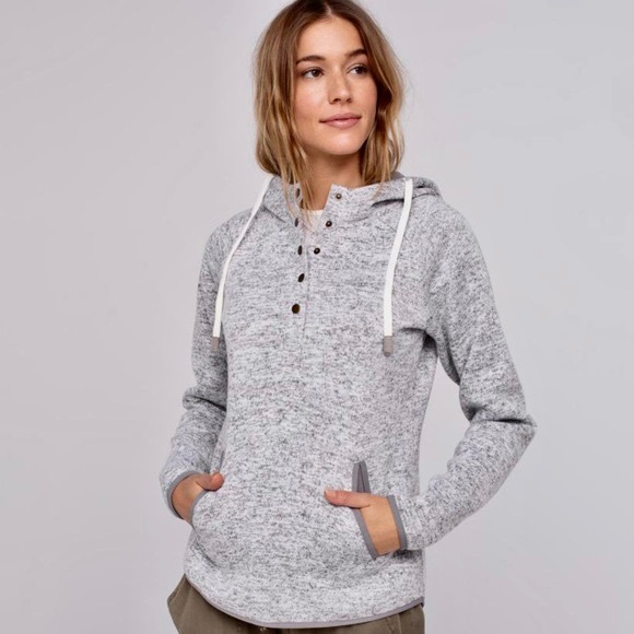 Thread & Supply Tops - Thread & Supply Dillon Pullover Hooded Sweatshirt Heather Ivory Gray Size Medium